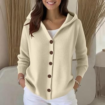 Cardigan à Capuche Boutonné Femme