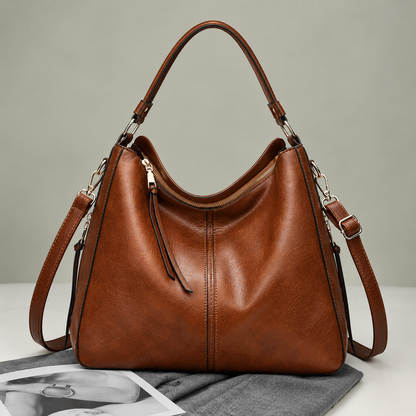 Sac Hobo Vintage en Cuir Texturé à Poches Zippées
