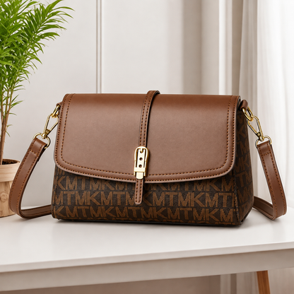 Sac Besace à Rabat et Motif Graphique