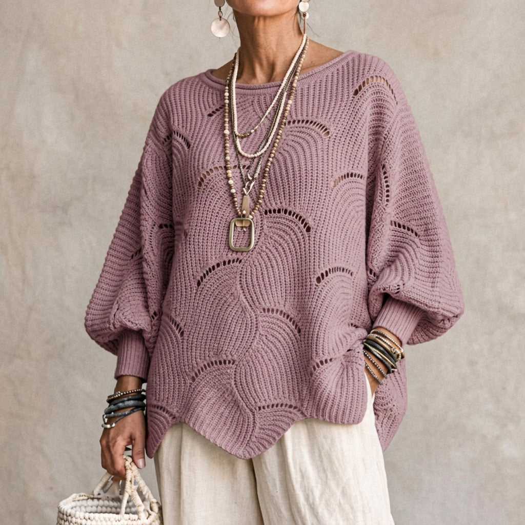 Pull Ajouré Oversize Motif Écaille Femme