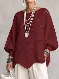 Pull Ajouré Oversize Motif Écaille Femme
