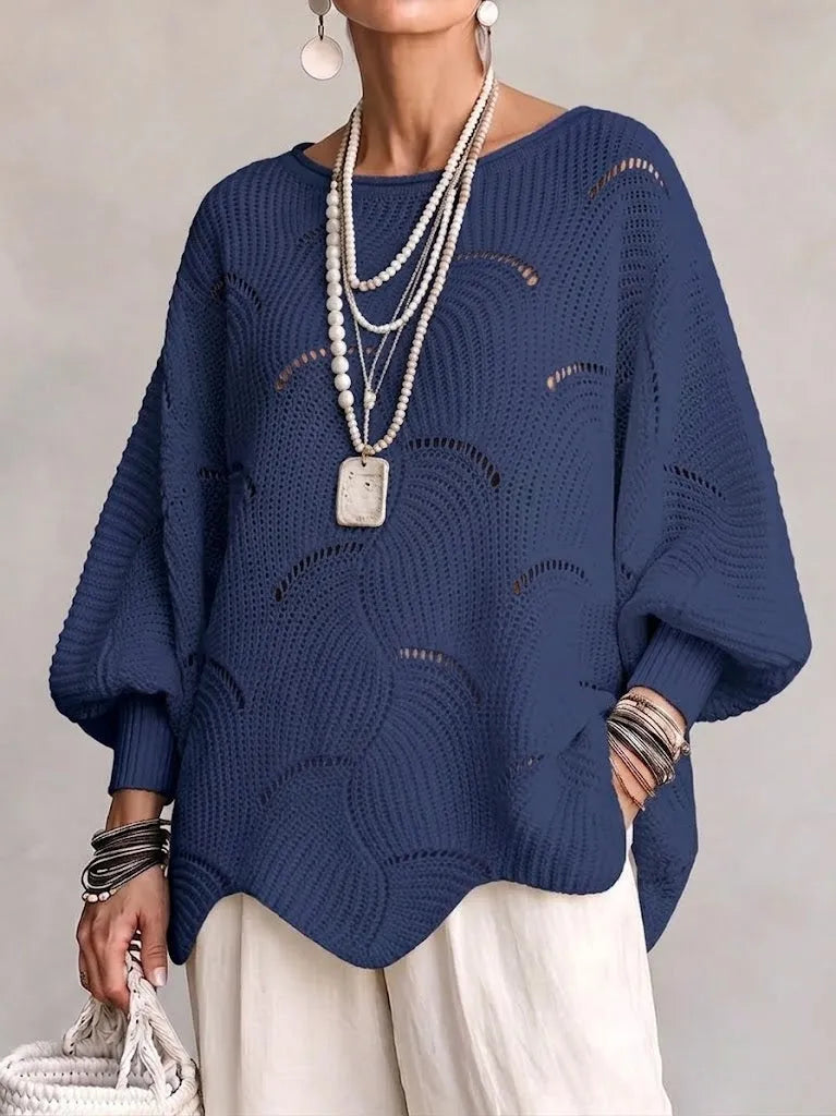Pull Ajouré Oversize Motif Écaille Femme