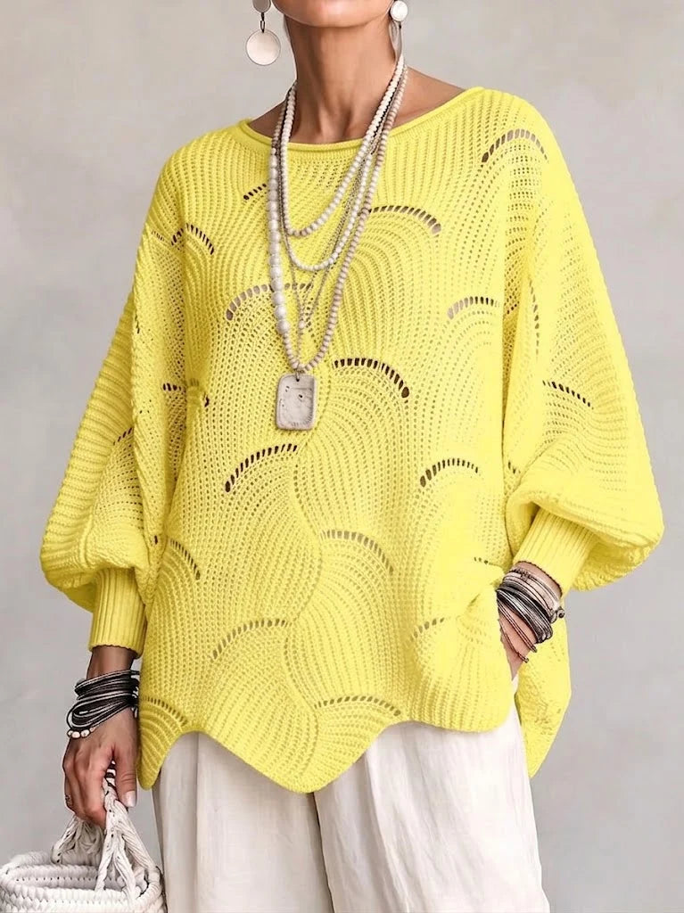 Pull Ajouré Oversize Motif Écaille Femme