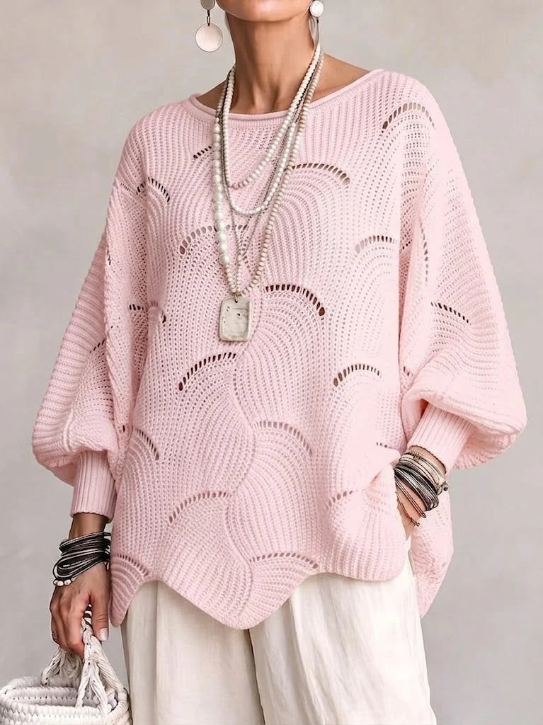 Pull Ajouré Oversize Motif Écaille Femme