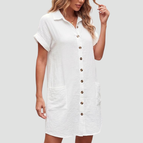 Robe Chemise en Lin Style Décontracté