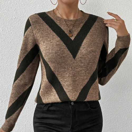 Pull Motif Chevron Bicolore Femme