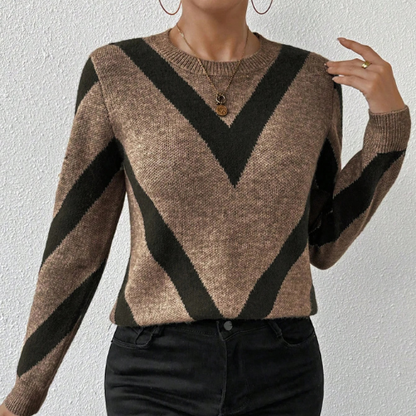 Pull Motif Chevron Bicolore Femme