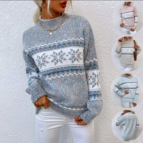 Pull Tricoté Motif Fair Isle Femme