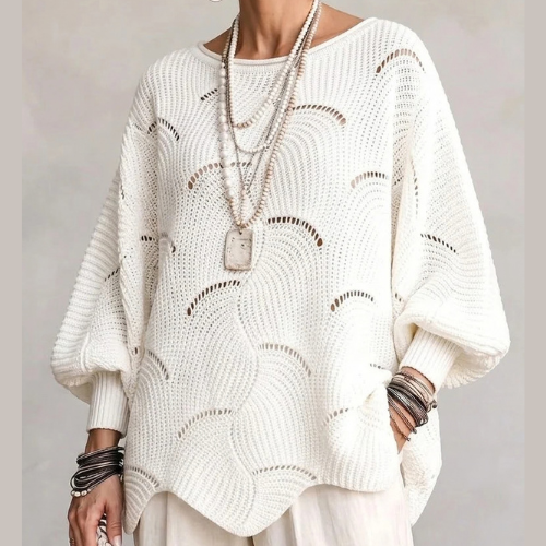 Pull Ajouré Oversize Motif Écaille Femme
